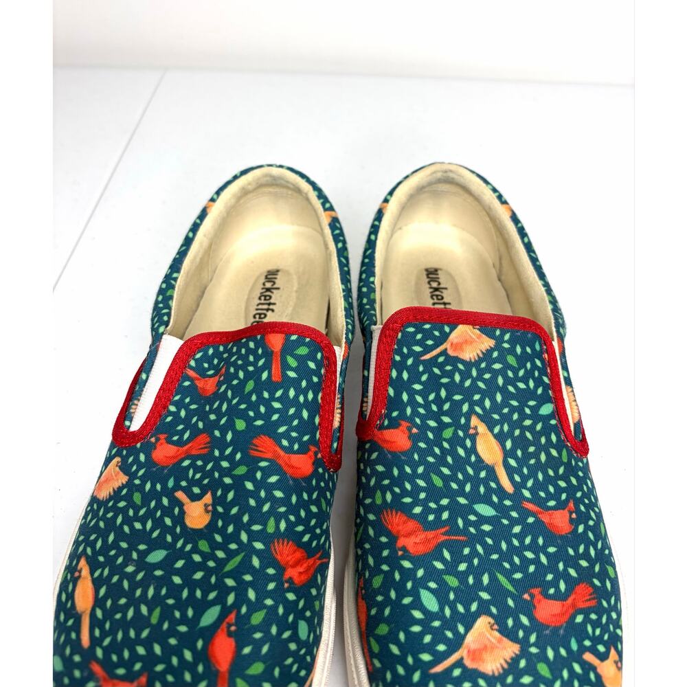 Bucketfeet Cardinal Bird Print Slip-On Canvas Sneakers Women's Sz 9 Art to Wear - Picture 8 of 11